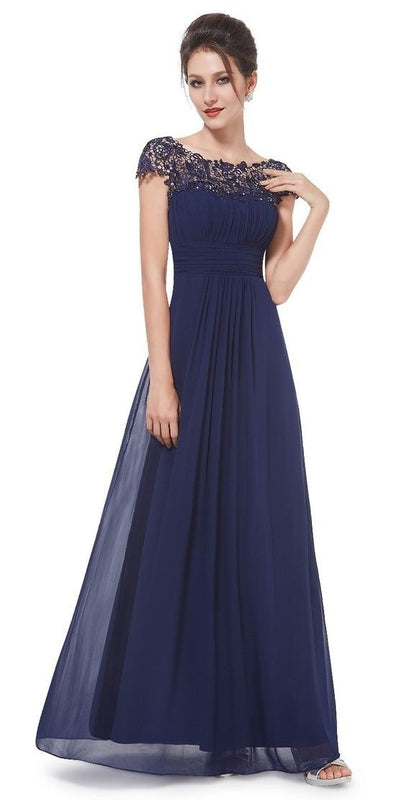 Women Elegant Dress Ladies Lace Flower Backless Solid Color Evening Party Long Maxi Dress