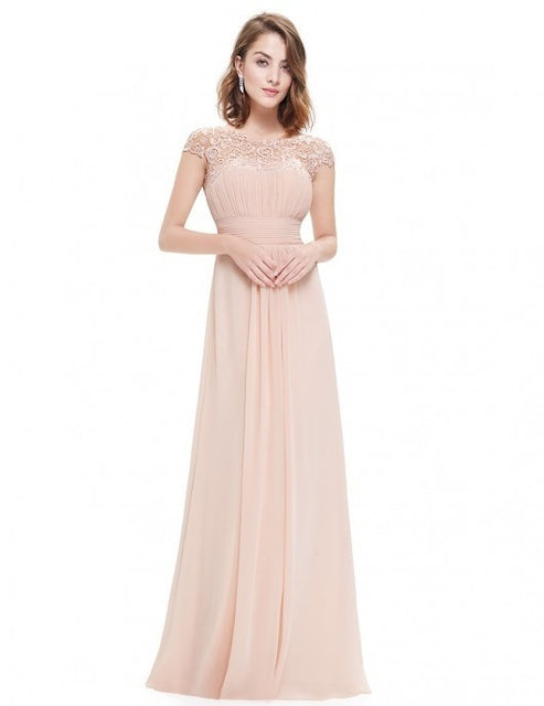 Women Elegant Dress Ladies Lace Flower Backless Solid Color Evening Party Long Maxi Dress