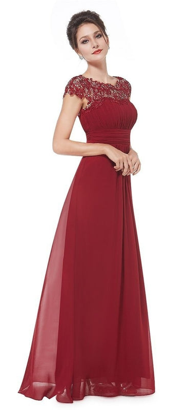 Women Elegant Dress Ladies Lace Flower Backless Solid Color Evening Party Long Maxi Dress