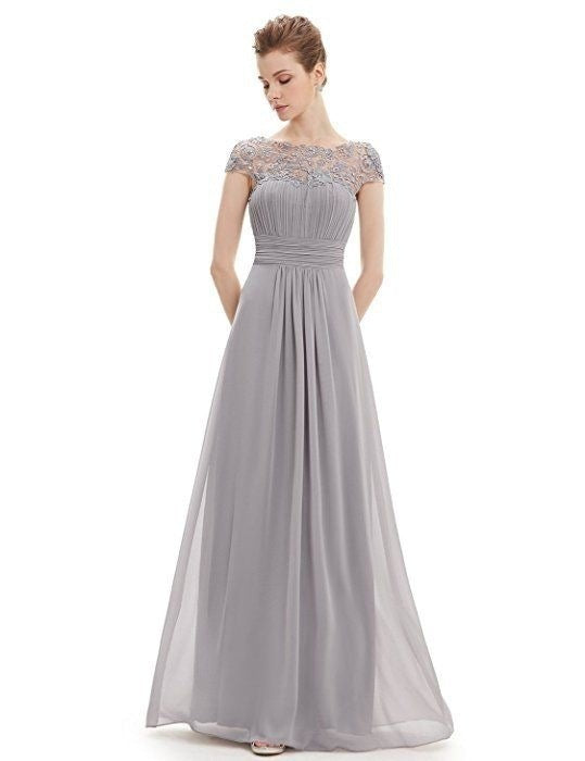 Women Elegant Dress Ladies Lace Flower Backless Solid Color Evening Party Long Maxi Dress
