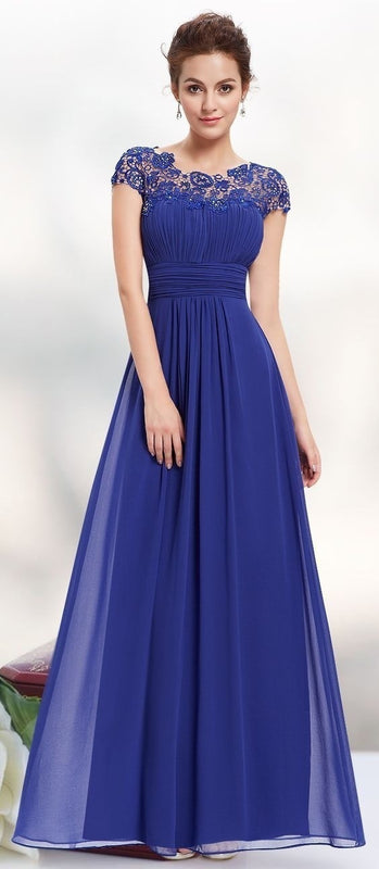Women Elegant Dress Ladies Lace Flower Backless Solid Color Evening Party Long Maxi Dress