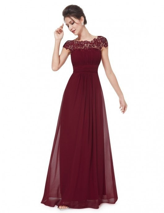Women Elegant Dress Ladies Lace Flower Backless Solid Color Evening Party Long Maxi Dress