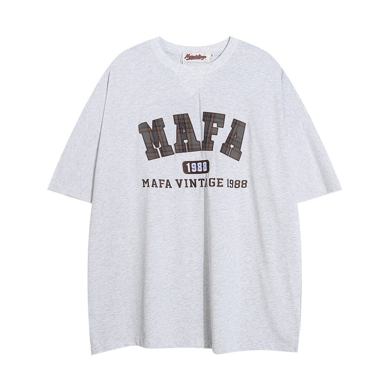 Letter Patch Embroidered Casual T-shirt Men