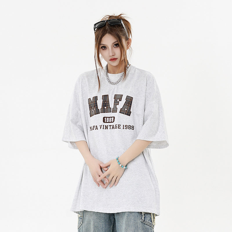 Letter Patch Embroidered Casual T-shirt Men