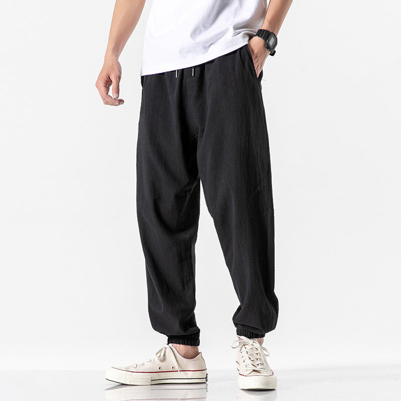 Casual Cropped Pants Thin Trendy Linen Sports Pants Men