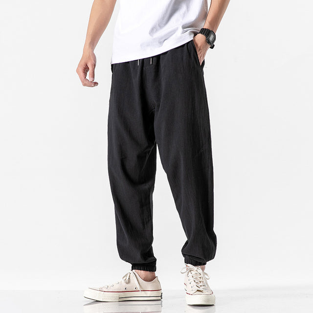 Casual Cropped Pants Thin Trendy Linen Sports Pants Men