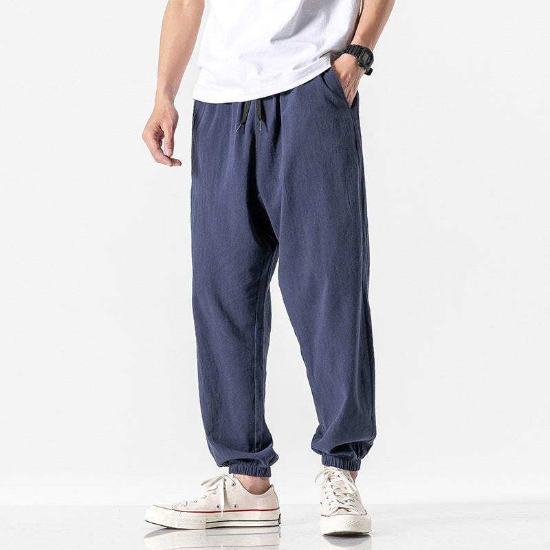 Casual Cropped Pants Thin Trendy Linen Sports Pants Men