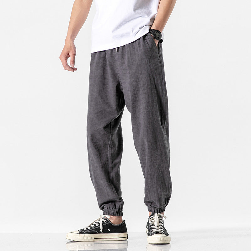 Casual Cropped Pants Thin Trendy Linen Sports Pants Men