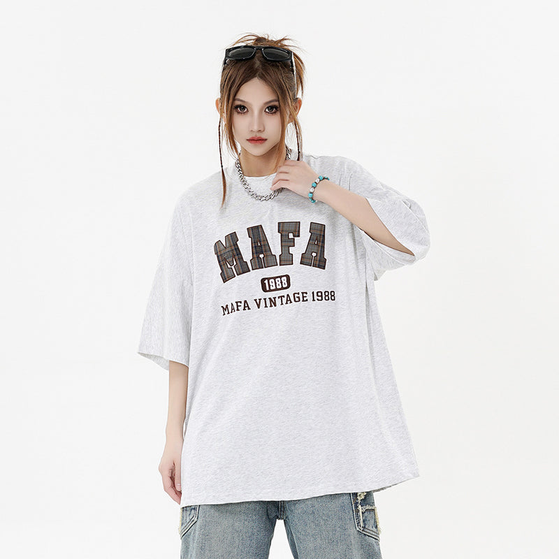 Letter Patch Embroidered Casual T-shirt Men