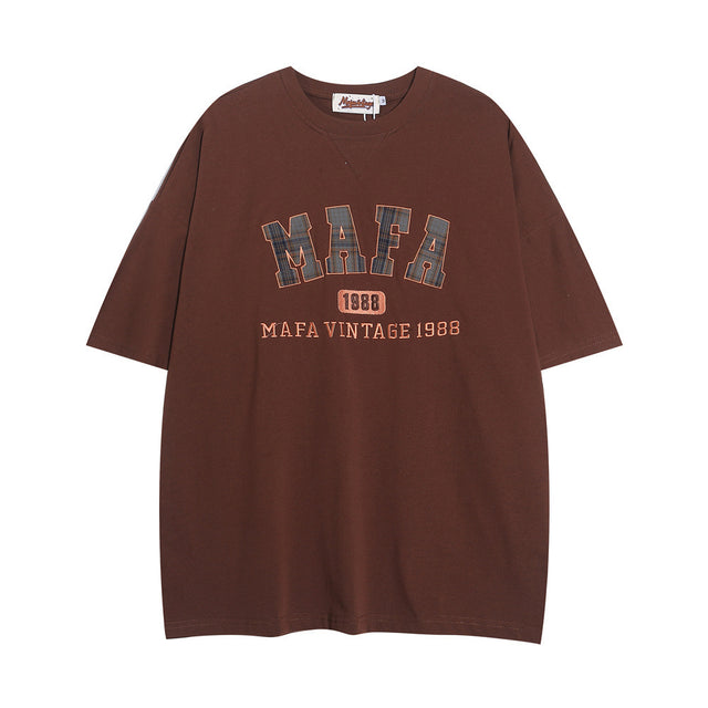 Letter Patch Embroidered Casual T-shirt Men