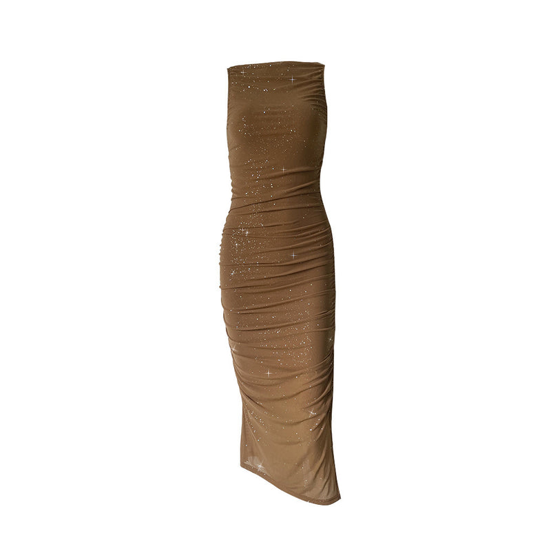 Tight Side Slit Pleated Party Party Dress Women