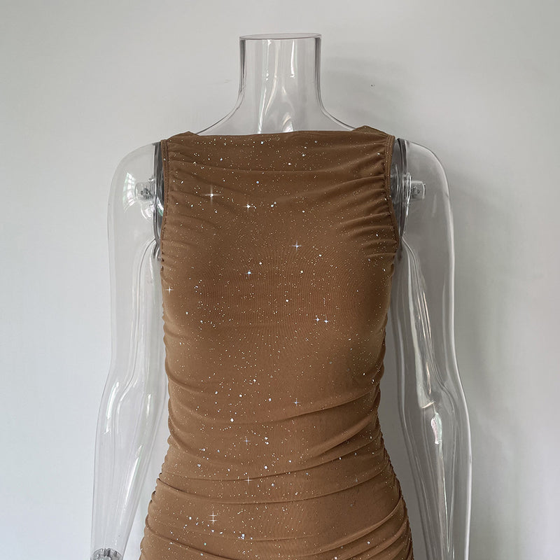 Tight Side Slit Pleated Party Party Dress Women